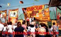 Ward Hall on the Roller Bros. Circus Sideshow Bally