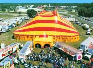 Clyde Beatty Cole Bros Circus on lot wiyh vinyl tent
