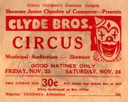 Clyde Bros. Circus Ticket